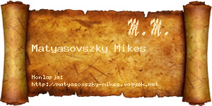 Matyasovszky Mikes névjegykártya